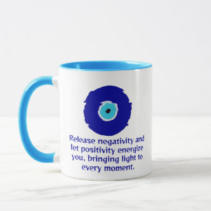 Minimalist Diamond Blue Evil Eye Positive Vibes Mug