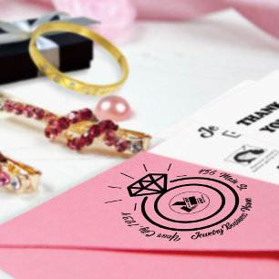 Minimalist Diamond Jewellery Business Logo & Addre Self-inking Stamp