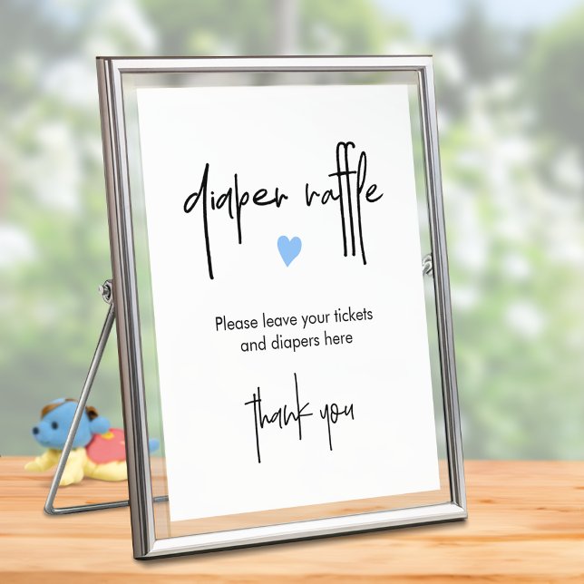Minimalist Diaper Raffle Sign Boy Baby Shower (Creator Uploaded)