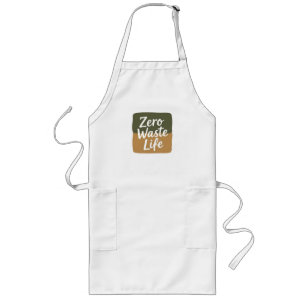 Minimalist Digital Graphic “Zero Waste Life” Handw Long Apron