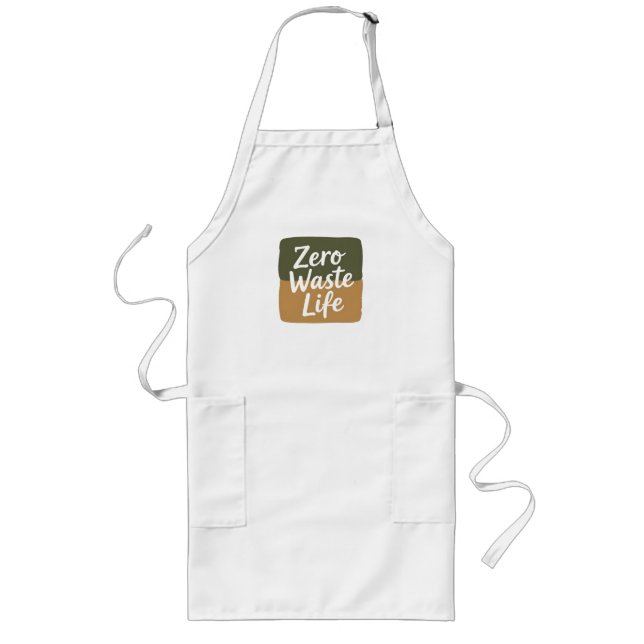 Minimalist Digital Graphic “Zero Waste Life” Handw Long Apron (Front)