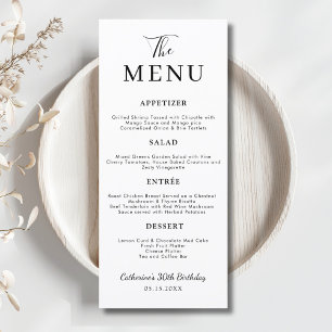 Minimalist Dinner Food Elegant Birthday Wedding Menu