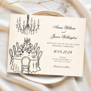 Minimalist dinner table wedding invitation
