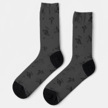 Minimalist Dino Crew Socks for Adults - Charcoal
