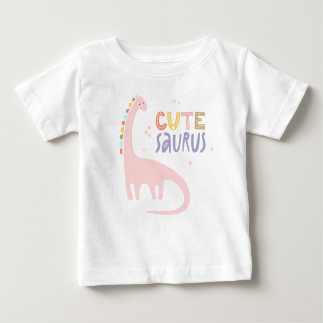 Minimalist Dinosaur CuteSaurus Baby T-Shirt (Front)