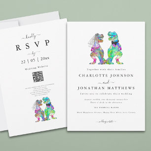 Minimalist Dinosaur Theme Wedding Invitation