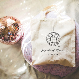 Minimalist Disco Ball Maid of Honour Wedding Party Tote Bag
