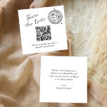 Minimalist Disco Ball | QR Code Share the Love Enclosure Card<br><div class="desc">These trendy yet elegant, black and white "share the love" wedding enclosure cards for your reception or inside your invitations are an easy way for your guests to upload their photos to your shared wedding album. These QR code insert cards feature a modern and minimalist style, with handwritten script and...</div>