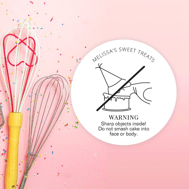 Minimalist Do Not Smash Face In Cake Warning Classic Round Sticker (Creator Uploaded)