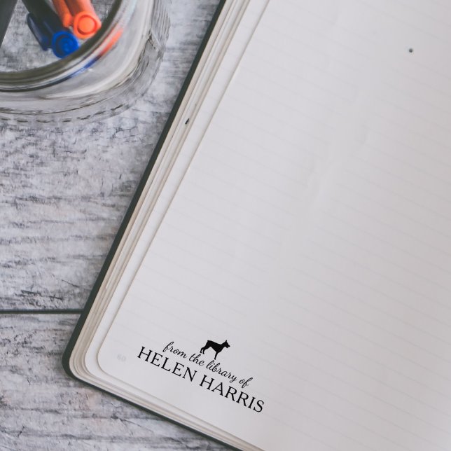 Minimalist Doberman Dog From the Library Of, Book Rubber Stamp (Creator Uploaded)