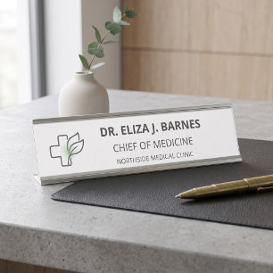 Minimalist Doctor Office & Consultation Room Desk Name Plate