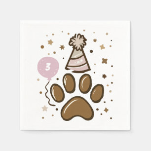 Minimalist Dog Birthday Age Napkin