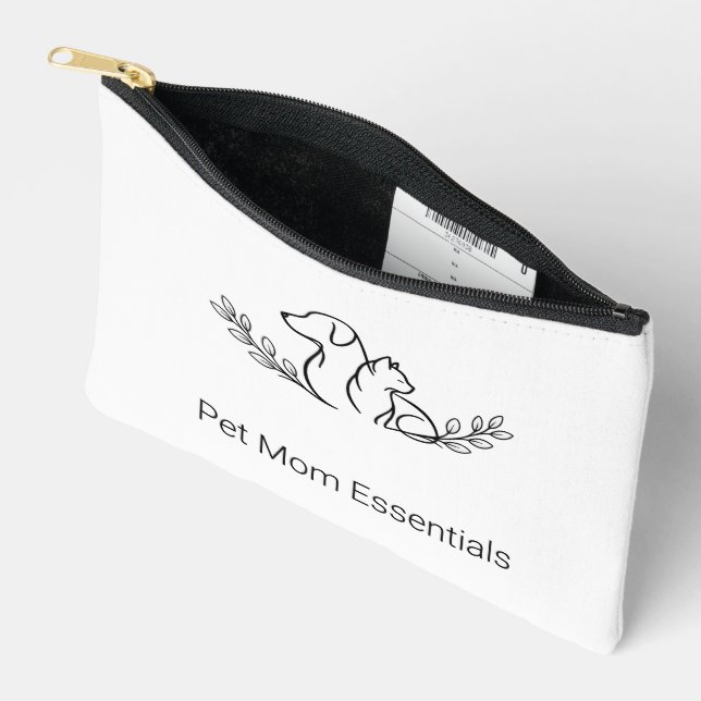Minimalist Dog & Cat Line Art Pouch (Open)