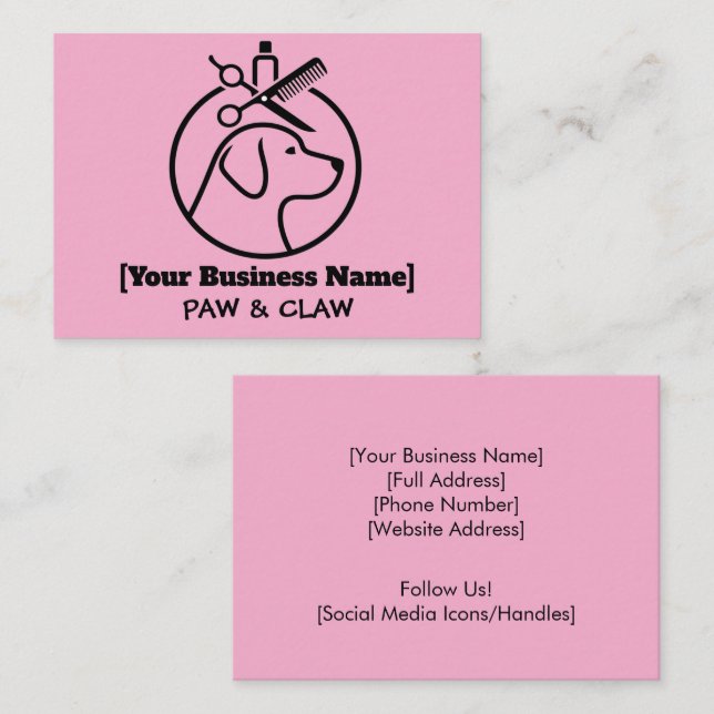 Minimalist Dog Groomer Business Card  (Front/Back)