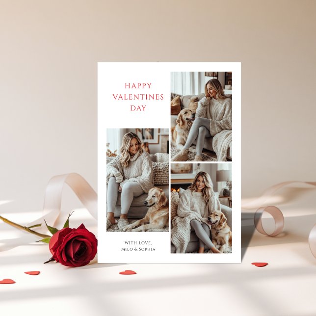 Minimalist Dog Lover Valentines Day Photo Card (Creator Uploaded)