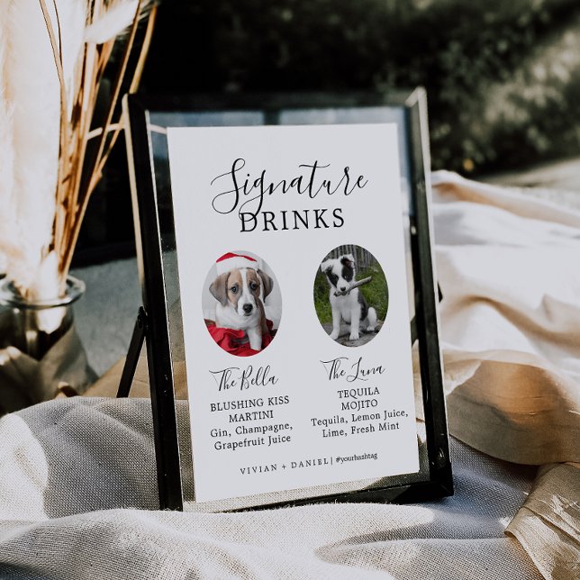 Minimalist Dog Photo Signature Drinks Sign (Creator Uploaded)