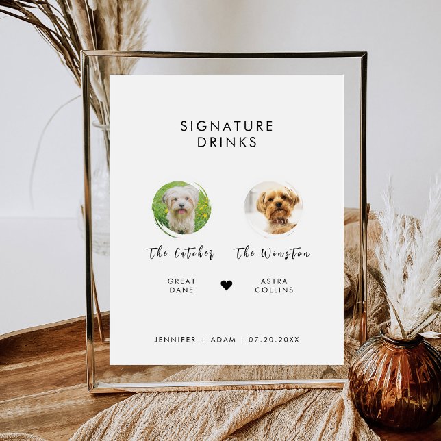 Minimalist Dog Signature Dog Treat Wedding Pedestal Sign (Creator Uploaded)