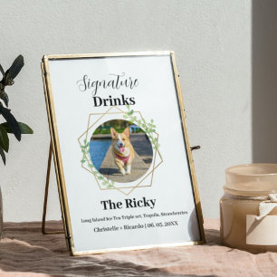 Minimalist  Dog signature drinks wedding bar   Pos Poster