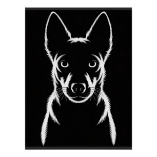 Minimalist Dog Silhouette on Black Poster