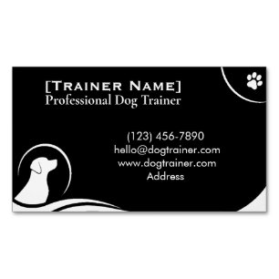 Minimalist Dog Trainer Elegant Black & White Magnetic Business Card