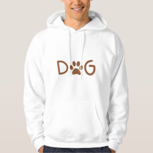 Minimalist DOG Typography Hoodie with Paw Print