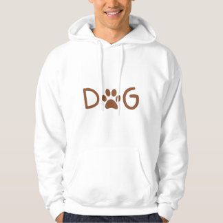 Minimalist DOG Typography Hoodie with Paw Print