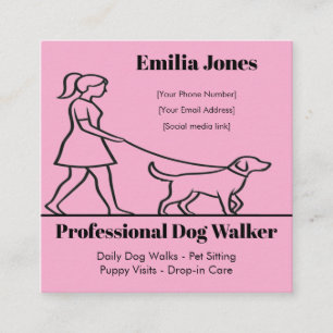 Minimalist Dog Walker Business Card with Heart Paw