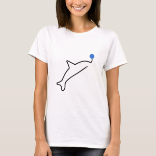Minimalist Dolphin One Line Art with Blue Ball T-Shirt