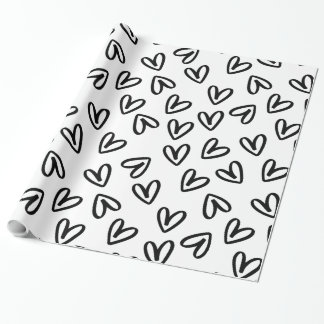 Minimalist Doodle Hearts Seamless Gift Wrap
