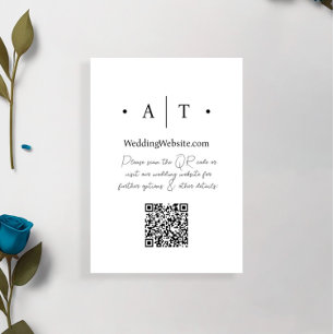 Minimalist Dotted Black & White QR Code Wedding Enclosure Card