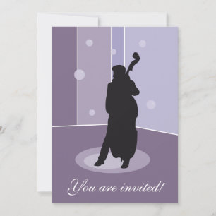 Minimalist Double Bass Silhouette Music Art Invitation