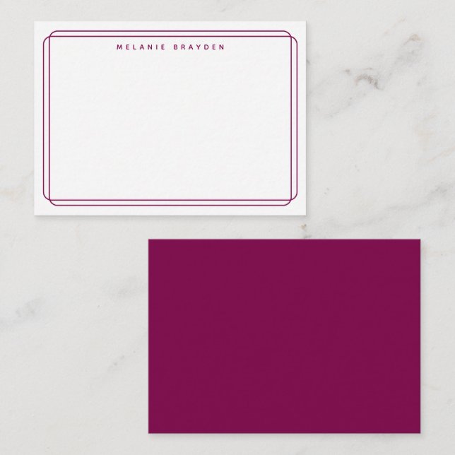 Minimalist Double Curve Wine Border Name Card (Front/Back)