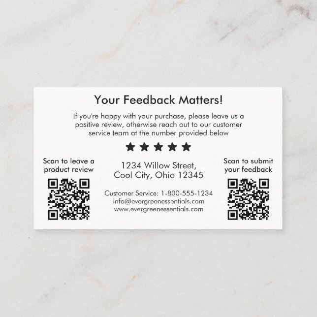 Minimalist Double QR Code Thank You Insert Card (Back)