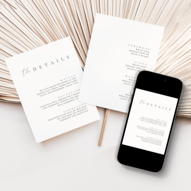 Minimalist Double Sided Wedding Details Enclosure  Invitation (Creator Uploaded)