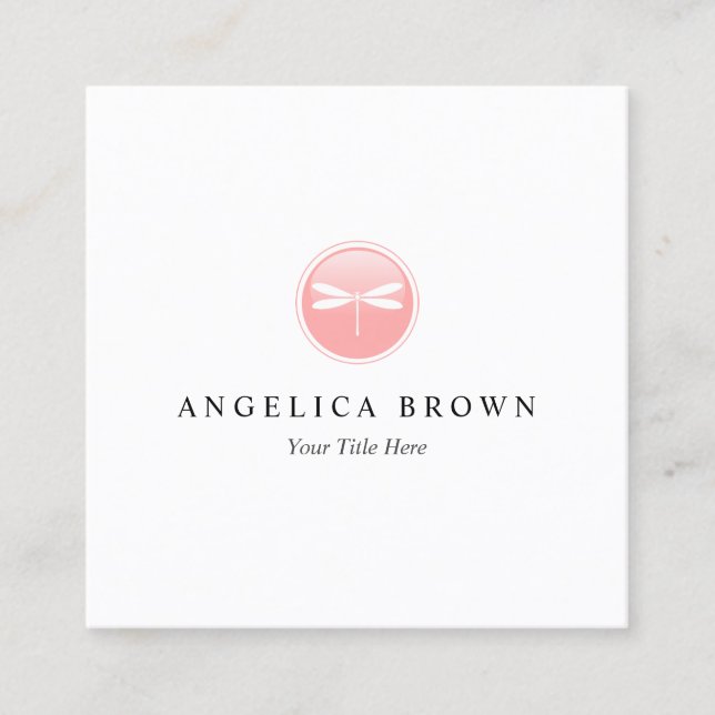 Minimalist Dragonfly Logo Business Card (Front)