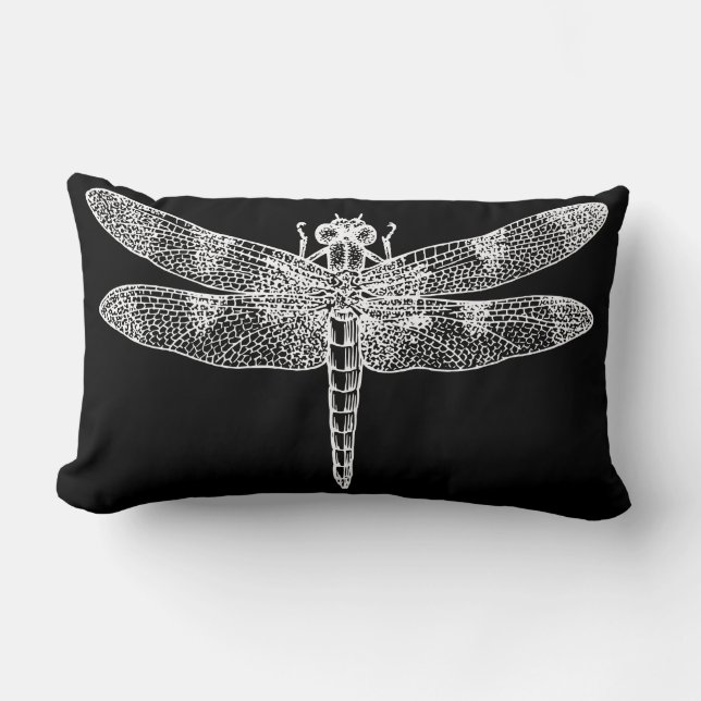 Minimalist Dragonfly Wing Detail Nature Lumbar Cushion (Front)