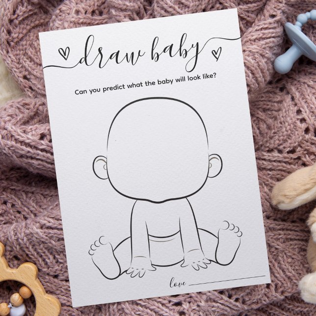 Minimalist Draw The Baby Shower Game Card (Creator Uploaded)
