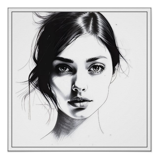 Minimalist drawing of a girl's face poster (Front)