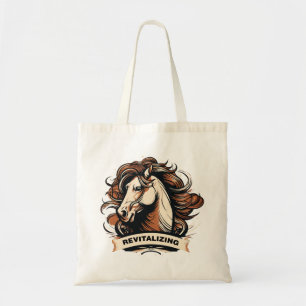 minimalist drawing of a horse tote bag