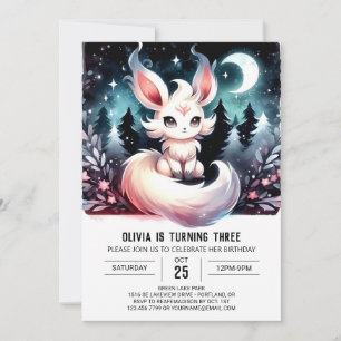 Minimalist Dreamy Wolf Birthday Invitation