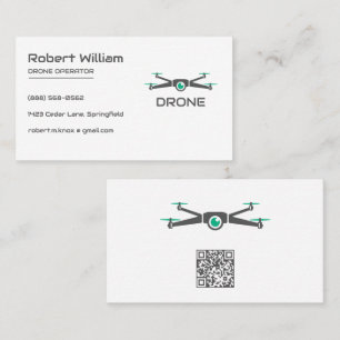 Minimalist Drone Modern UAV Operator QR Code Business Card