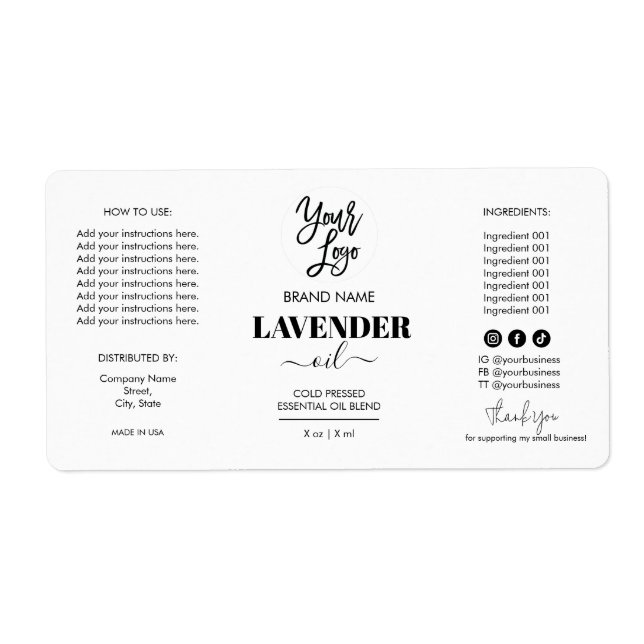 Minimalist Dropper Bottle Product Label Logo (Front)