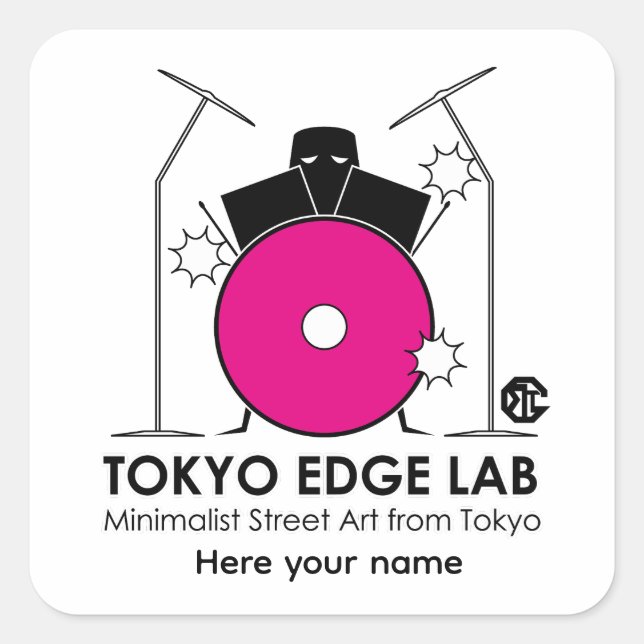 Minimalist Drum Kit - Tokyo Edge Lab Square Sticker (Front)