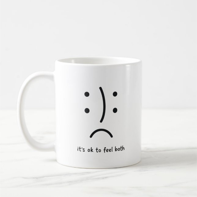 Minimalist Dual Emotion Face Mug (Left)