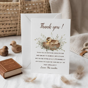 Minimalist Duckling Watercolor Baby Shower Thank Y You Card