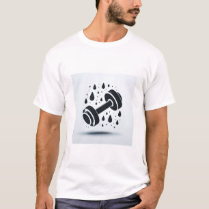 Minimalist Dumbbell and Sweat Drops Fitness Motiva T-Shirt