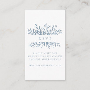 Minimalist Dusty Blue Boho Botanical Wedding RSVP Enclosure Card