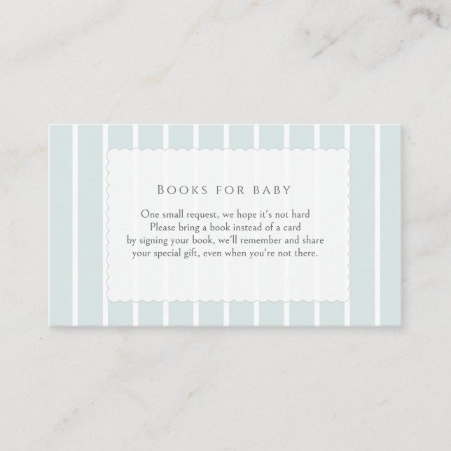 Minimalist Dusty Blue Books for Baby Enclosure Card (Front)