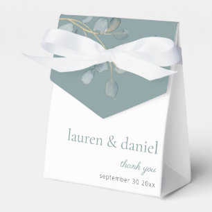 Minimalist Dusty Blue Botanical Favour Boxes