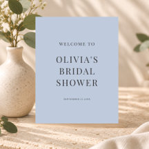Minimalist Dusty Blue Bridal Shower Welcome